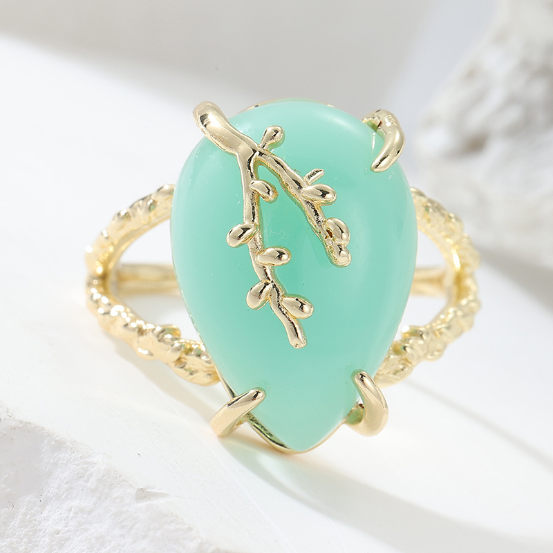 Women's Elegant Fairy Engagement Ring with Irregular Light Green Gemstone
